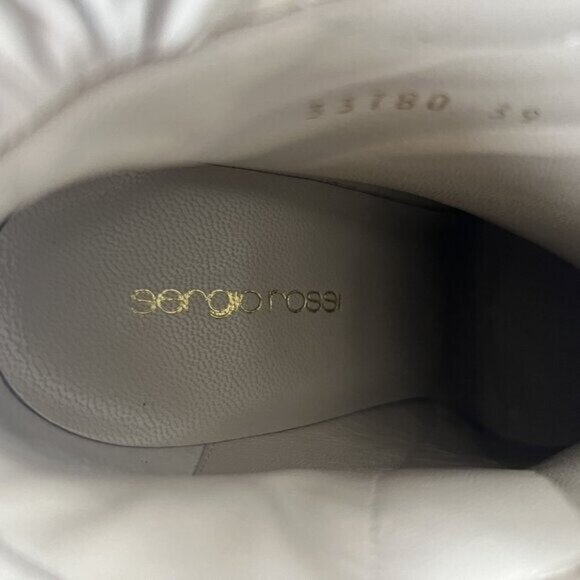 Sergio Rossi 9 Booties Leather Ruffle Luxury Cream High Heel Fairy Core Designer - Picture 11 of 16